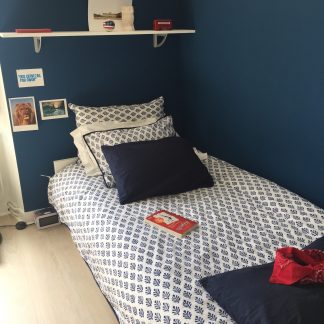 Linge de lit Housse de couette Parure de lit en coton imprimé au block print BOOTI Bleu Royal de VILLA D'ISSI