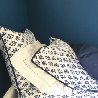 Linge de lit Housse de couette Taie d'oreiller Parure de lit en coton imprimé au block print BOOTI Bleu Royal de VILLA D'ISSI