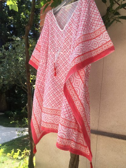 Tunique caftan d’été Resortwear EMMA Corail Tangerine de VILLA D’ISSI