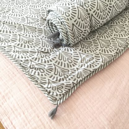 Sofa cover surmatelas block print ALIZA Gris Charcoal de VILLA D'ISSI