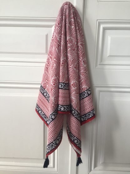 Etole Paréo Foulard KATY Rouge Navy de VILLA D'ISSI