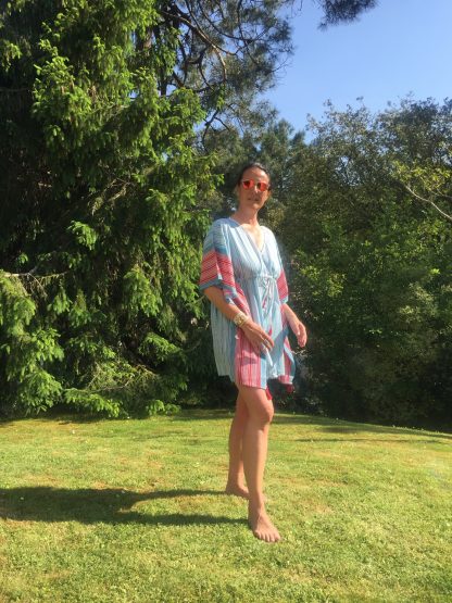 Caftan Tunique Poncho STRIPES de VILLA D'ISSI Kaftan Tunic Resort Wear STRIPES from VILLA D'ISSI