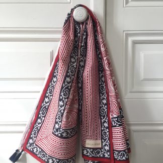 Etole Paréo Foulard KATY Rouge Navy de VILLA D'ISSI