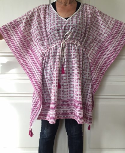 Caftan tunique de plage MIA Rose Violine - tunic kaftan beach wear resort wear MIA from VILLA D'ISSI