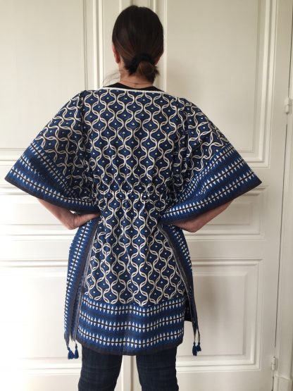 Tunique Caftan Beachwear LIVIA Bleu Royal de VILLA D'ISSI