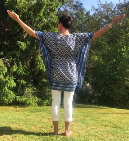 Tunique Caftan Beachwear LIVIA Bleu Royal de VILLA D'ISSI