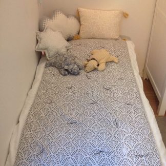 Sofa cover surmatelas block print ALIZA Gris Charcoal de VILLA D'ISSI