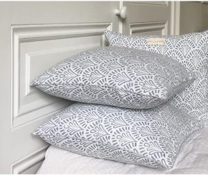 Housse de coussin block print ALIZA Bleu Denim