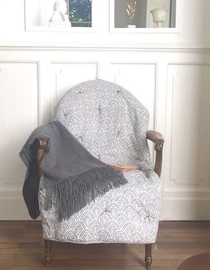 Sofa cover surmatelas block print ALIZA Gris Charcoal de VILLA D'ISSI
