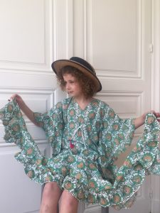 Paréo Foulard fille à volants VILLA D'ISSI Vert Fougère