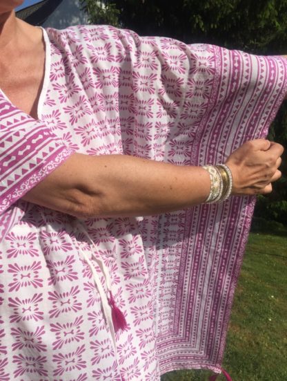 Caftan tunique de plage MIA Rose Violine - tunic kaftan beach wear resort wear MIA from VILLA D'ISSI