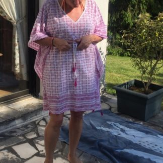 Caftan tunique de plage MIA Rose Violine - tunic kaftan beach wear resort wear MIA from VILLA D'ISSI