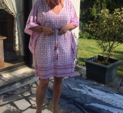 Caftan tunique de plage MIA Rose Violine - tunic kaftan beach wear resort wear MIA from VILLA D'ISSI