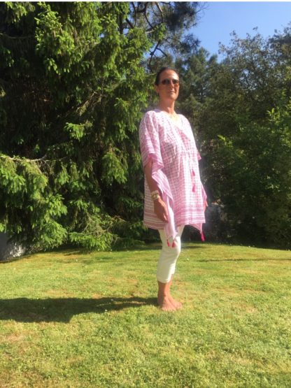 Caftan tunique de plage MIA Rose Violine - tunic kaftan beach wear resort wear MIA from VILLA D'ISSI
