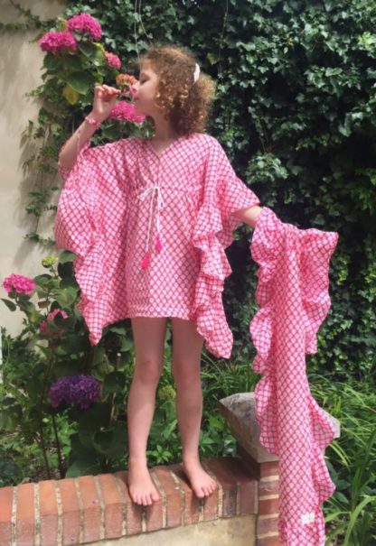 Tunique de plage Caftan pour fille ROSE ECLAT Kaftan tunic beachwer ROSE ECLAT