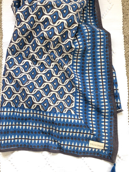 Paréo Etole Foulard à pompons LIVIA Bleu Royal de VILLA D’ISSI