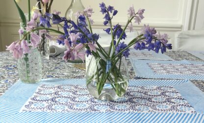 Set de table bleu et blanc ADELE de VILLA d'ISSI Placemat Table mat from VILLA D'ISSI