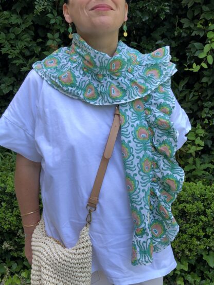 Paréo Foulard à volants VILLA D'ISSI Vert Fougère