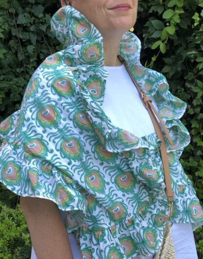 Paréo Foulard à volants VILLA D'ISSI Vert Fougère
