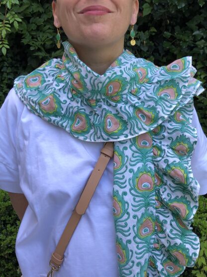 Paréo Foulard à volants VILLA D'ISSI Vert Fougère
