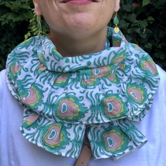 Paréo Foulard à volants VILLA D'ISSI Vert Fougère