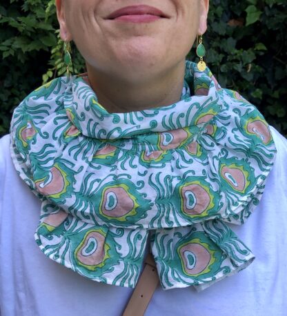 Paréo Foulard à volants VILLA D'ISSI Vert Fougère