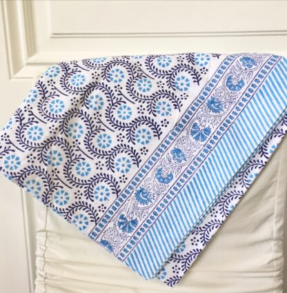 Nappe indienne bleue block print ADELE de VILLA D'ISSI