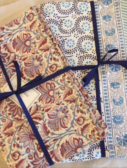 Nappe indienne bleue block print ADELE de VILLA D'ISSI