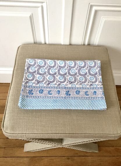 Nappe indienne bleue block print ADELE de VILLA D'ISSI
