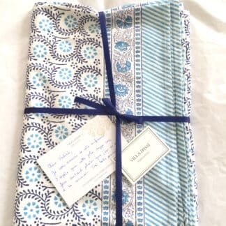 Nappe indienne bleue block print ADELE de VILLA D'ISSI