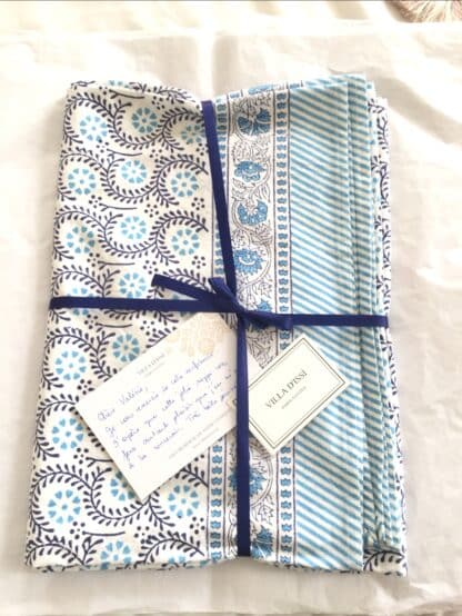 Nappe indienne bleue block print ADELE de VILLA D'ISSI